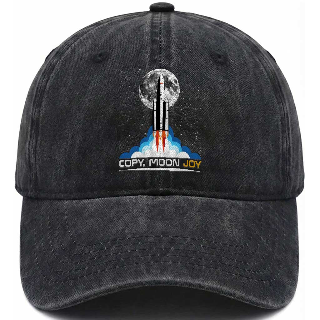 Copy Moon Joy Washed Cotton Baseball Cap Rocket Launch Full Moon TS14 Print Your Wear