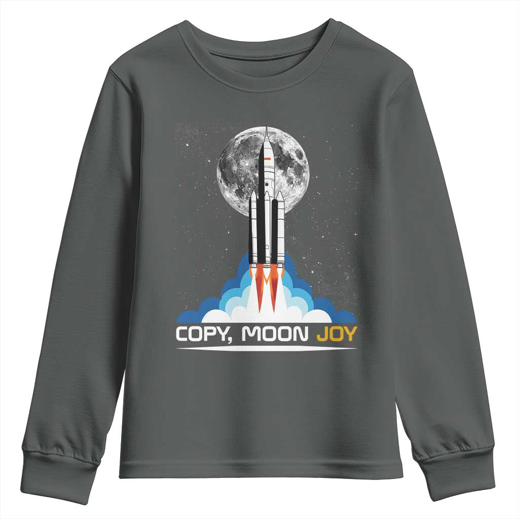 Copy Moon Joy Youth Sweatshirt Rocket Launch Full Moon TS14 Dark Heather Print Your Wear