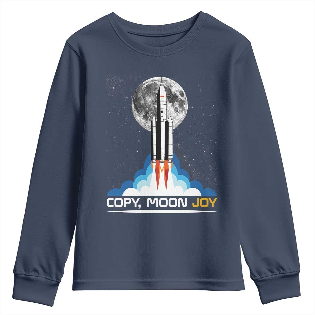 Copy Moon Joy Youth Sweatshirt Rocket Launch Full Moon TS14 Navy Print Your Wear
