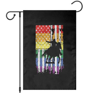 Rodeo Gay Cowboy Western LGBTQ Rainbow Flag Garden Flag TS14 Black Print Your Wear