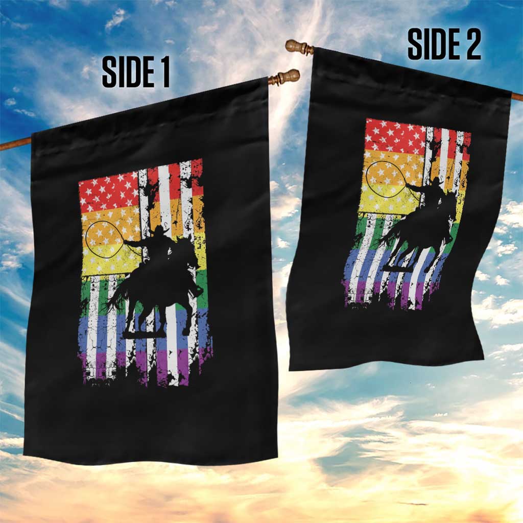Rodeo Gay Cowboy Western LGBTQ Rainbow Flag Garden Flag TS14 Print Your Wear
