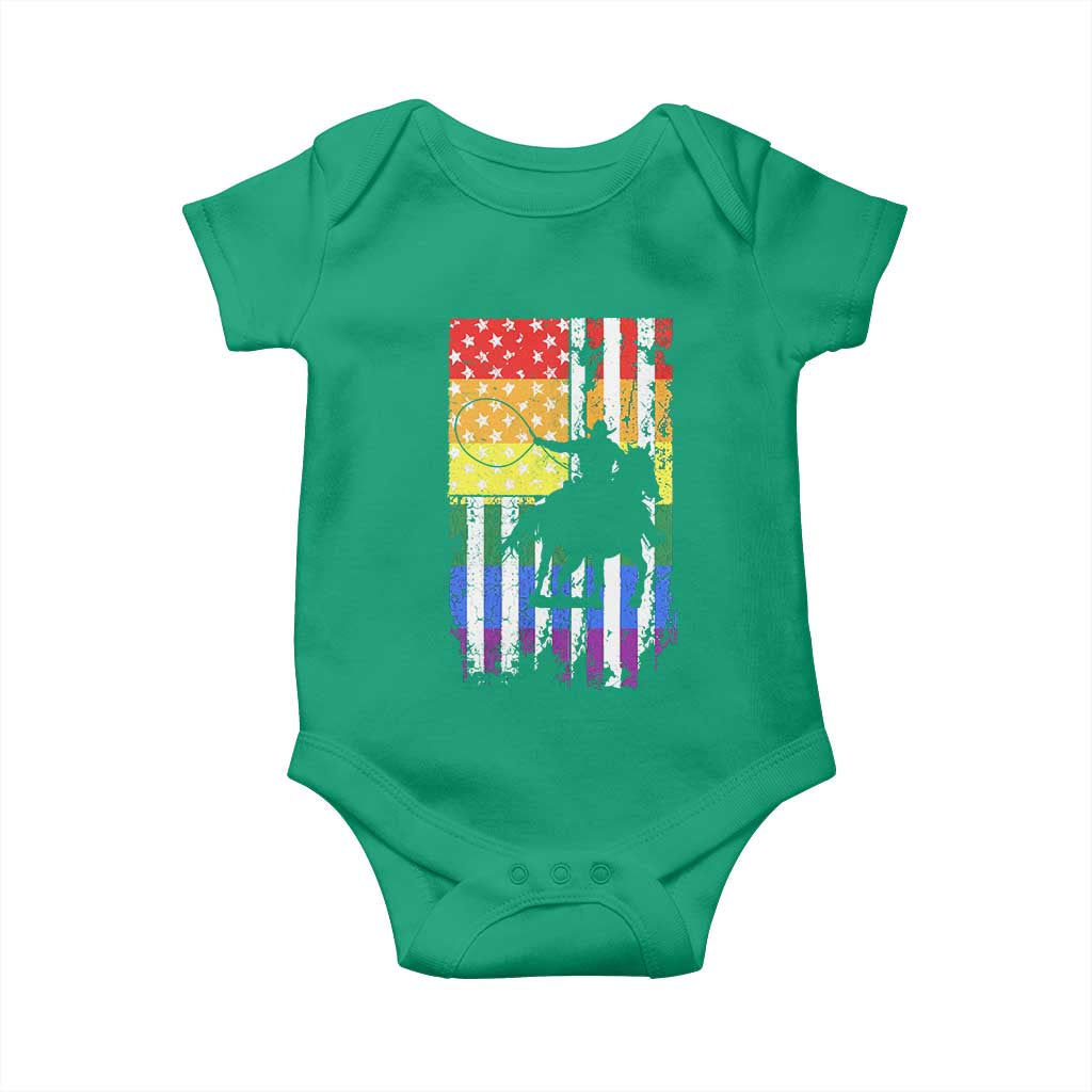 Rodeo Gay Cowboy Western LGBTQ Rainbow Flag Baby Onesie TS14 Irish Green Print Your Wear