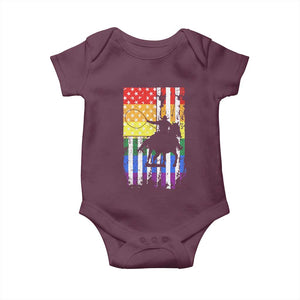Rodeo Gay Cowboy Western LGBTQ Rainbow Flag Baby Onesie TS14 Maroon Print Your Wear