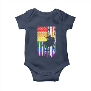Rodeo Gay Cowboy Western LGBTQ Rainbow Flag Baby Onesie TS14 Navy Print Your Wear