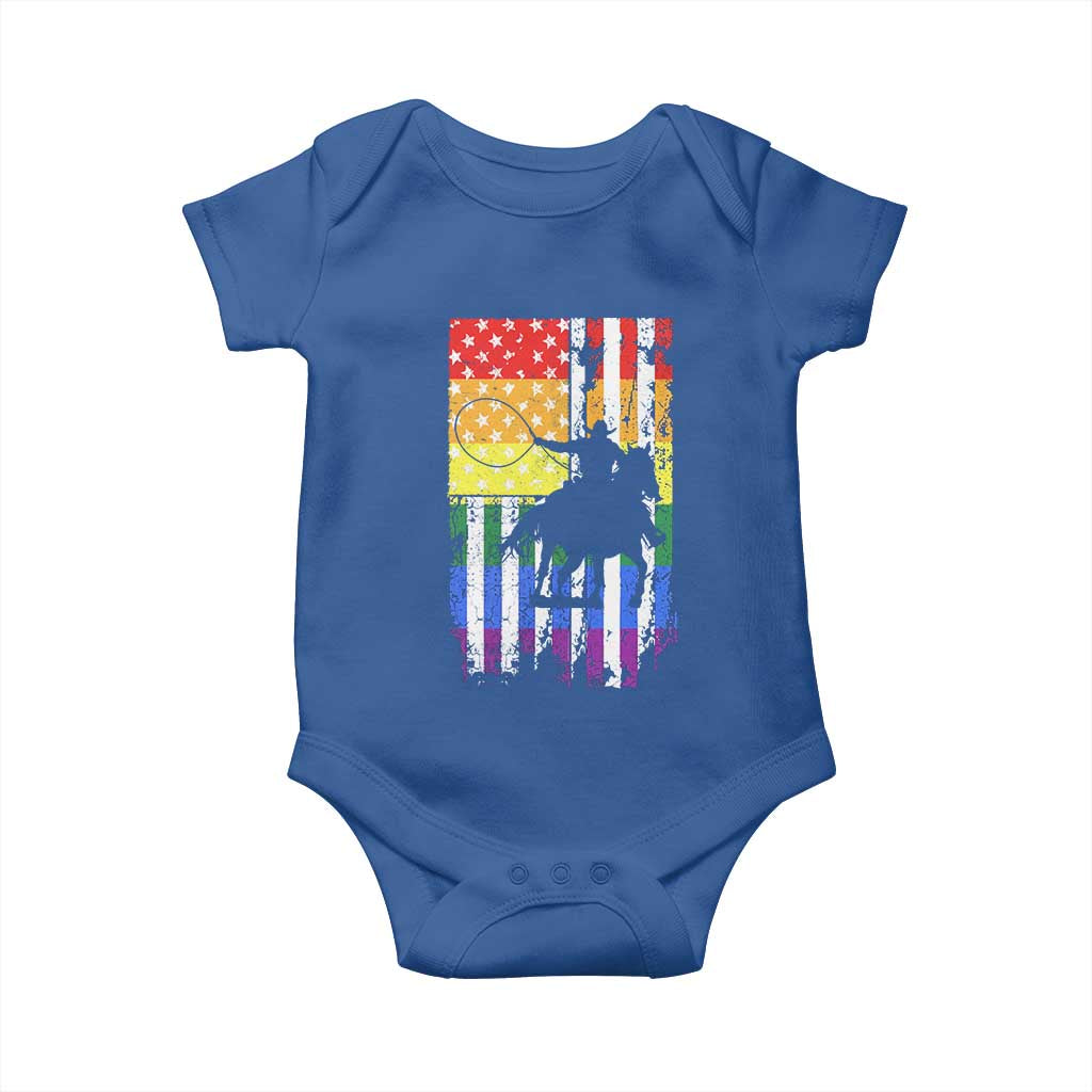 Rodeo Gay Cowboy Western LGBTQ Rainbow Flag Baby Onesie TS14 Royal Blue Print Your Wear