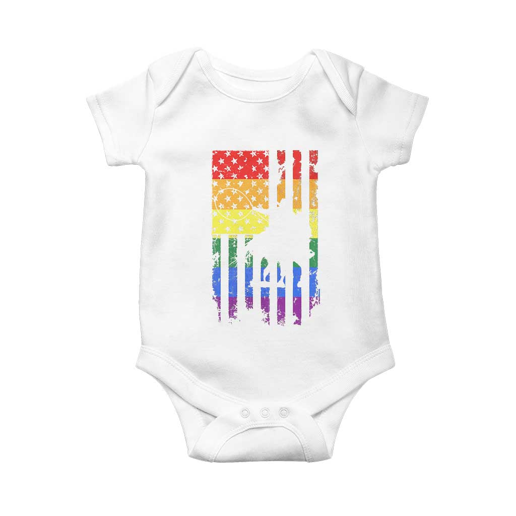 Rodeo Gay Cowboy Western LGBTQ Rainbow Flag Baby Onesie TS14 White Print Your Wear