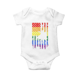 Rodeo Gay Cowboy Western LGBTQ Rainbow Flag Baby Onesie TS14 White Print Your Wear