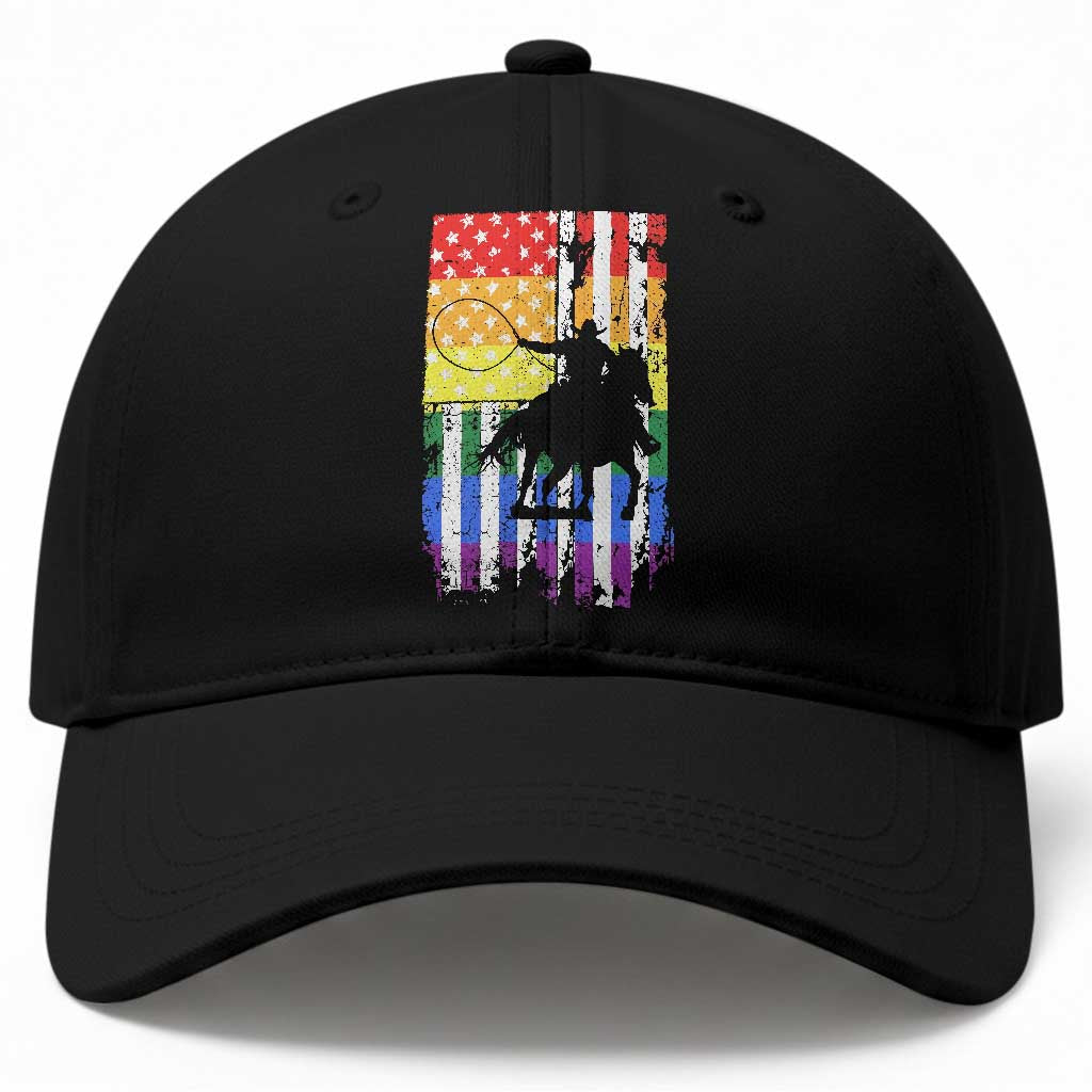 Rodeo Gay Cowboy Western LGBTQ Rainbow Flag Baseball Cap