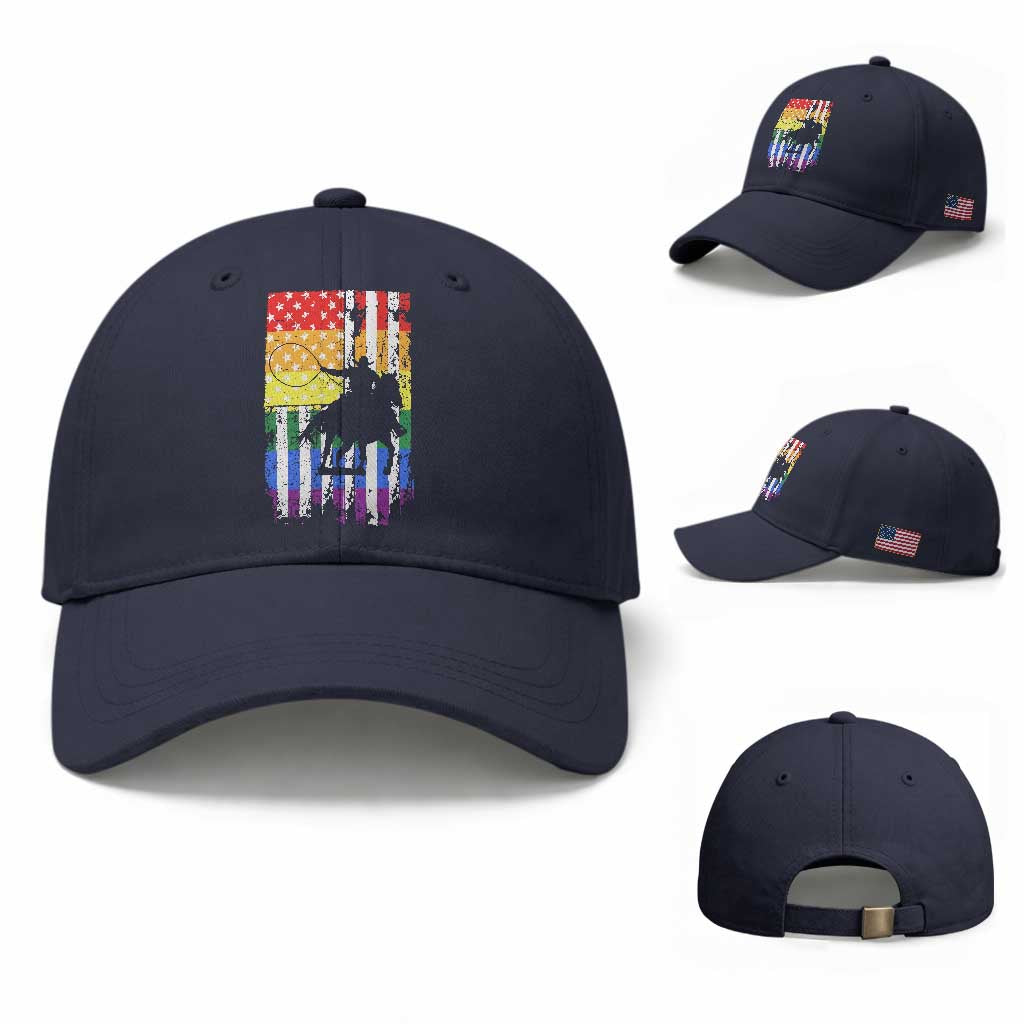 Rodeo Gay Cowboy Western LGBTQ Rainbow Flag Baseball Cap