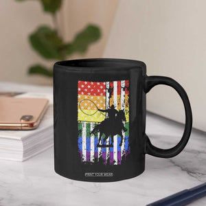 Rodeo Gay Cowboy Western LGBTQ Rainbow Flag Coffee Mug TS14 Print Your Wear
