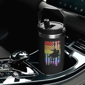 Rodeo Gay Cowboy Western LGBTQ Rainbow Flag Flip Straw Tumbler TS14 Print Your Wear