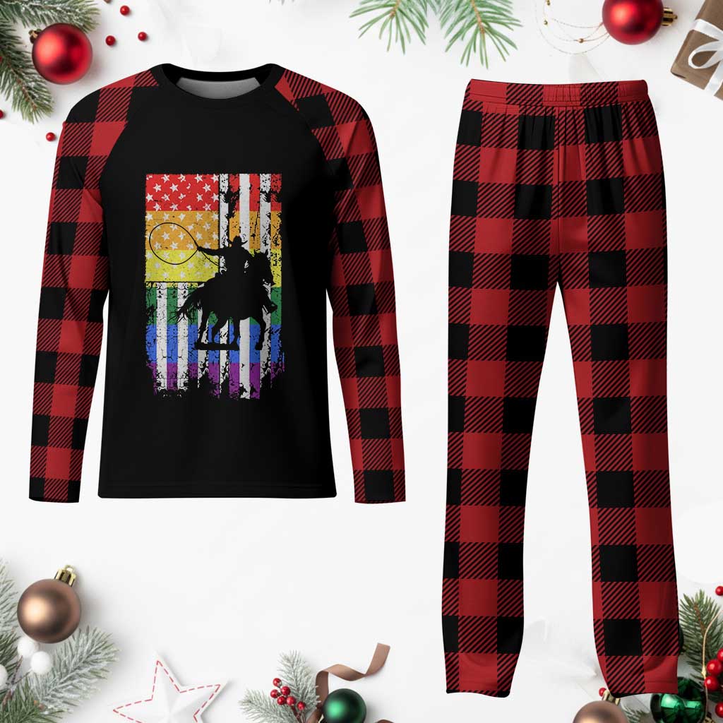 Rodeo Gay Cowboy Western LGBTQ Rainbow Flag Plaid Pajama Set TS14 Buffalo Plaid Print Your Wear