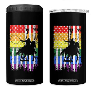 Rodeo Gay Cowboy Western LGBTQ Rainbow Flag 4 in 1 Can Cooler Tumbler TS14 One Size: 16 oz Black Print Your Wear
