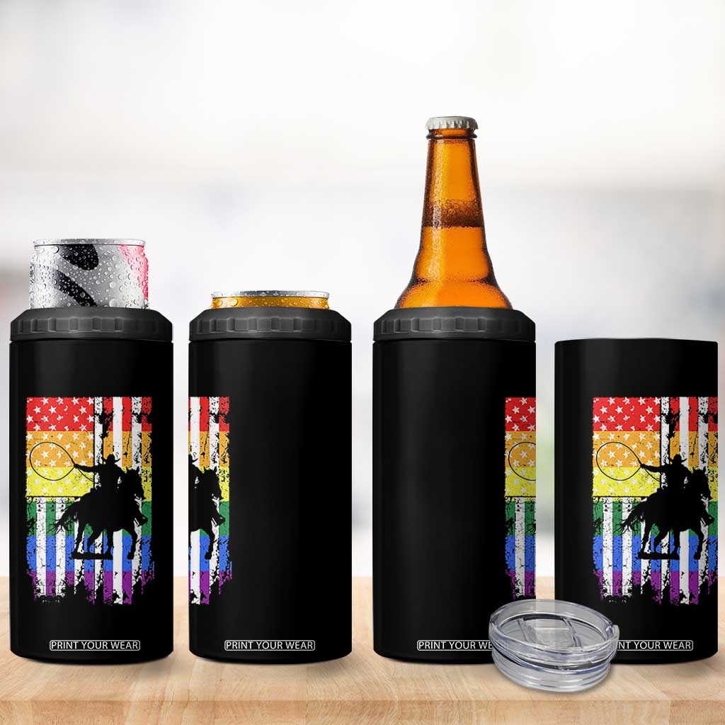 Rodeo Gay Cowboy Western LGBTQ Rainbow Flag 4 in 1 Can Cooler Tumbler TS14 Print Your Wear