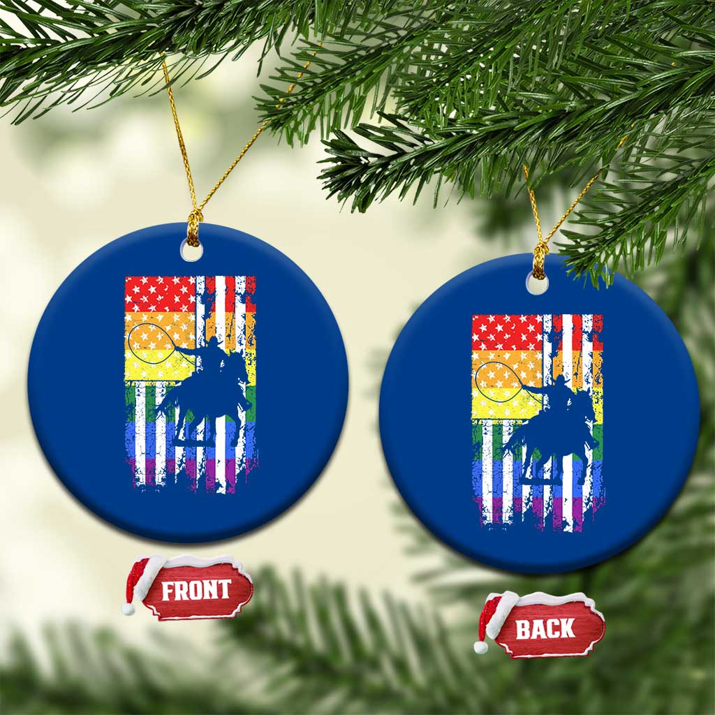 Rodeo Gay Cowboy Western LGBTQ Rainbow Flag Ceramic Ornament TS14 1pc Blue Print Your Wear