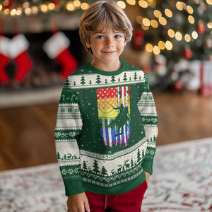 Rodeo Gay Cowboy Western LGBTQ Rainbow Flag Ugly Christmas Sweater TS14 Forest Green Beige Print Your Wear