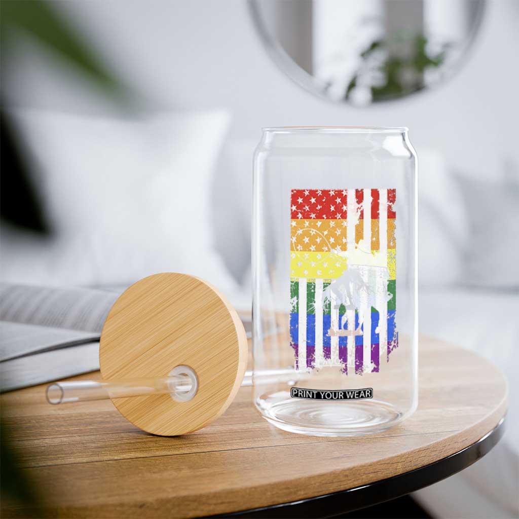 Rodeo Gay Cowboy Western LGBTQ Rainbow Flag Glass Can TS14 Print Your Wear