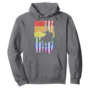 Rodeo Gay Cowboy Western LGBTQ Rainbow Flag Hoodie TS14 Charcoal Print Your Wear