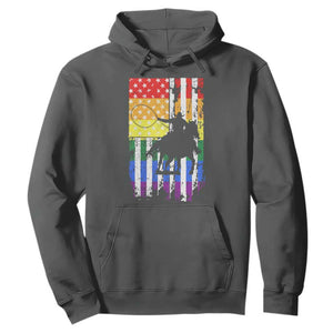 Rodeo Gay Cowboy Western LGBTQ Rainbow Flag Hoodie TS14 Dark Heather Print Your Wear