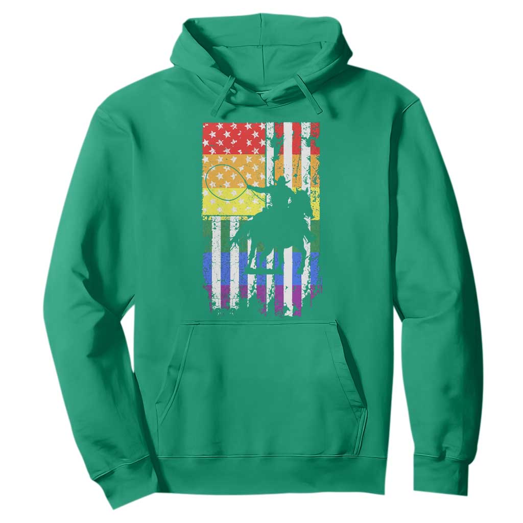 Rodeo Gay Cowboy Western LGBTQ Rainbow Flag Hoodie TS14 Irish Green Print Your Wear