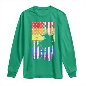 Rodeo Gay Cowboy Western LGBTQ Rainbow Flag Long Sleeve Shirt TS14 Irish Green Print Your Wear