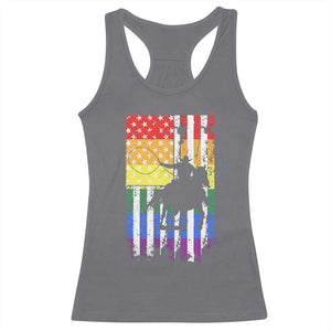 Rodeo Gay Cowboy Western LGBTQ Rainbow Flag Racerback Tank Top TS14 Charcoal Print Your Wear