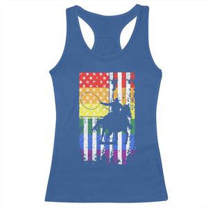 Rodeo Gay Cowboy Western LGBTQ Rainbow Flag Racerback Tank Top TS14 Royal Blue Print Your Wear