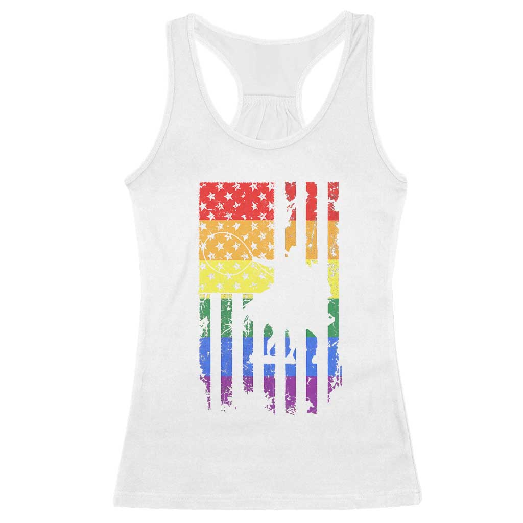 Rodeo Gay Cowboy Western LGBTQ Rainbow Flag Racerback Tank Top TS14 White Print Your Wear
