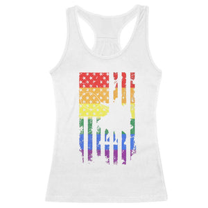 Rodeo Gay Cowboy Western LGBTQ Rainbow Flag Racerback Tank Top TS14 White Print Your Wear