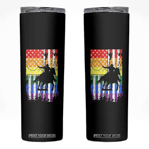 Rodeo Gay Cowboy Western LGBTQ Rainbow Flag Skinny Tumbler TS14 Black Print Your Wear
