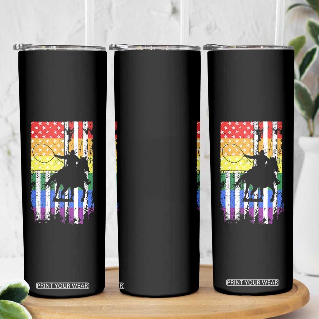 Rodeo Gay Cowboy Western LGBTQ Rainbow Flag Skinny Tumbler TS14 Print Your Wear