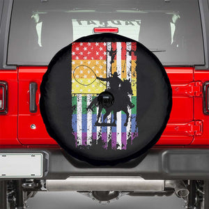 Rodeo Gay Cowboy Western LGBTQ Rainbow Flag Spare Tire Cover TS14 Black Print Your Wear
