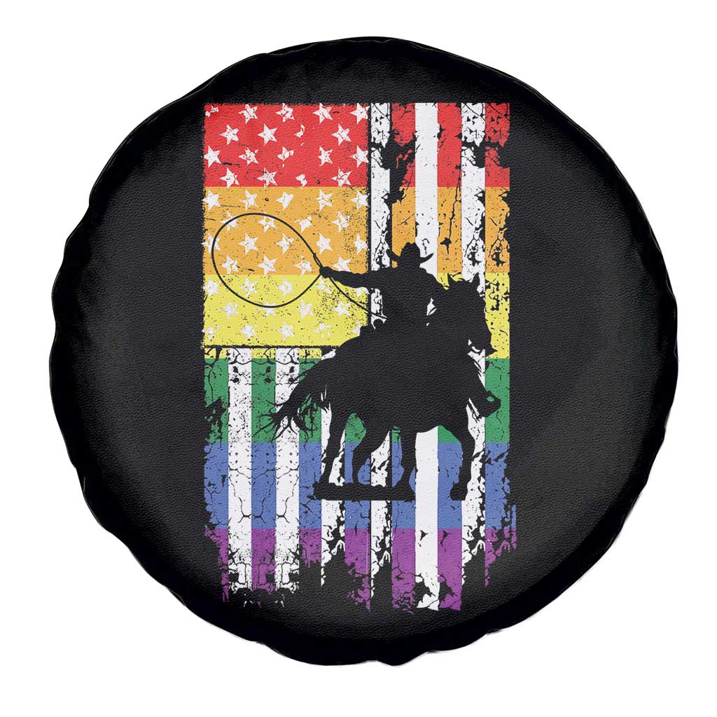 Rodeo Gay Cowboy Western LGBTQ Rainbow Flag Spare Tire Cover TS14 Print Your Wear