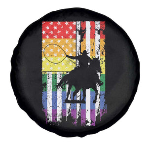 Rodeo Gay Cowboy Western LGBTQ Rainbow Flag Spare Tire Cover TS14 Print Your Wear
