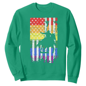 Rodeo Gay Cowboy Western LGBTQ Rainbow Flag Sweatshirt TS14 Irish Green Print Your Wear