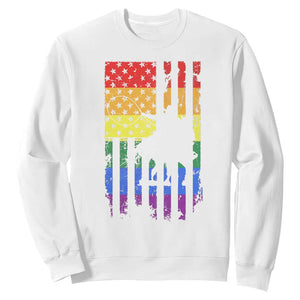 Rodeo Gay Cowboy Western LGBTQ Rainbow Flag Sweatshirt TS14 White Print Your Wear