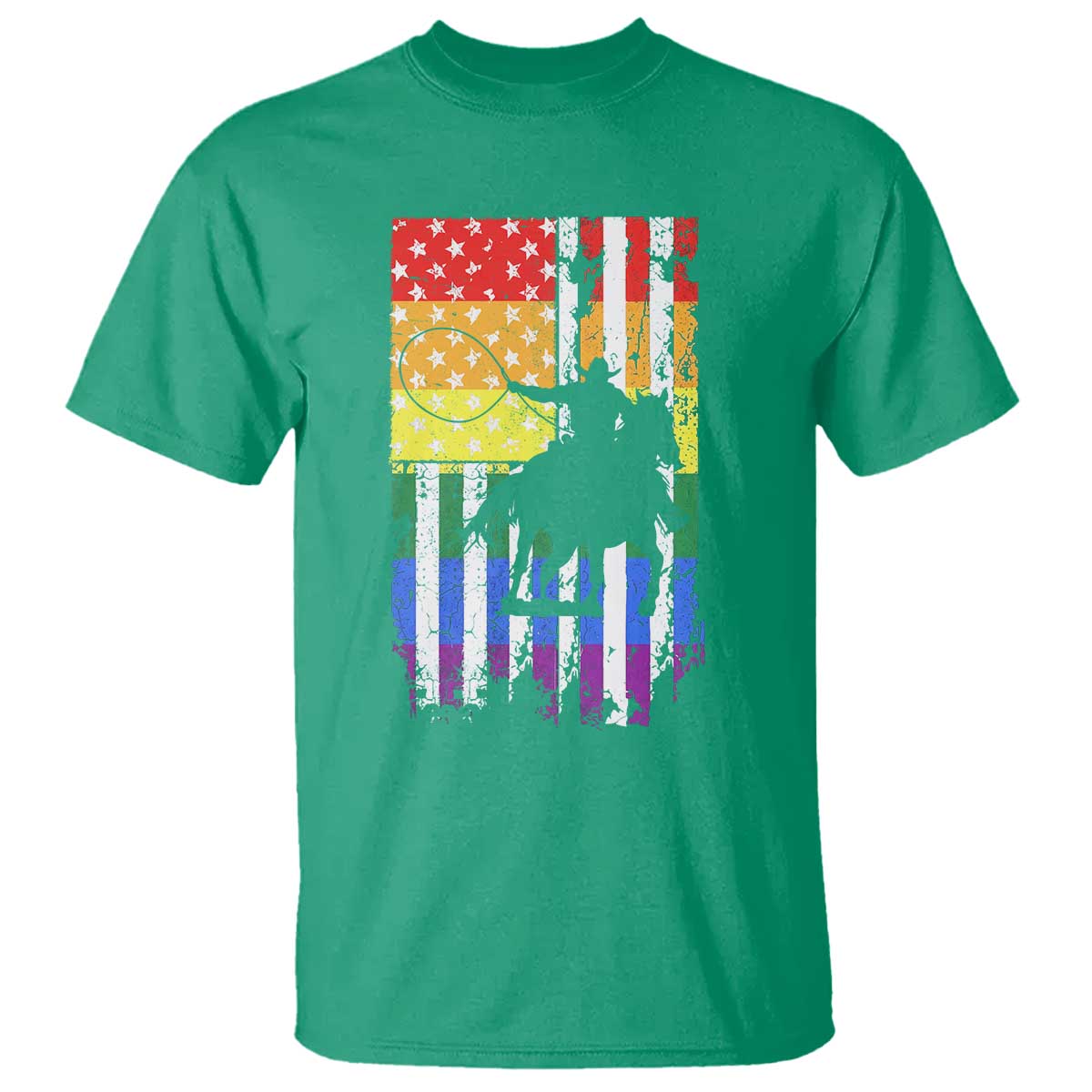 Rodeo Gay Cowboy Western LGBTQ Rainbow Flag T Shirt TS14 Irish Green Print Your Wear