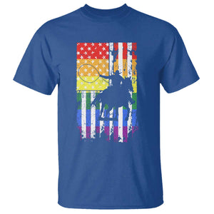 Rodeo Gay Cowboy Western LGBTQ Rainbow Flag T Shirt TS14 Royal Blue Print Your Wear