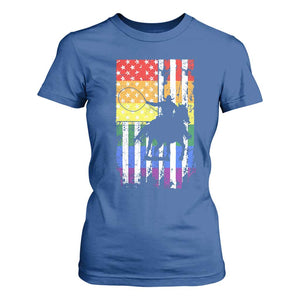 Rodeo Gay Cowboy Western LGBTQ Rainbow Flag T Shirt For Women TS14 Royal Blue Print Your Wear
