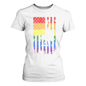 Rodeo Gay Cowboy Western LGBTQ Rainbow Flag T Shirt For Women TS14 White Print Your Wear