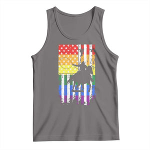 Rodeo Gay Cowboy Western LGBTQ Rainbow Flag Tank Top TS14 Deep Heather Print Your Wear