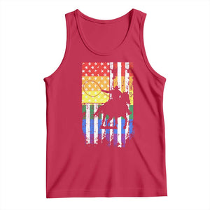 Rodeo Gay Cowboy Western LGBTQ Rainbow Flag Tank Top TS14 Red Print Your Wear