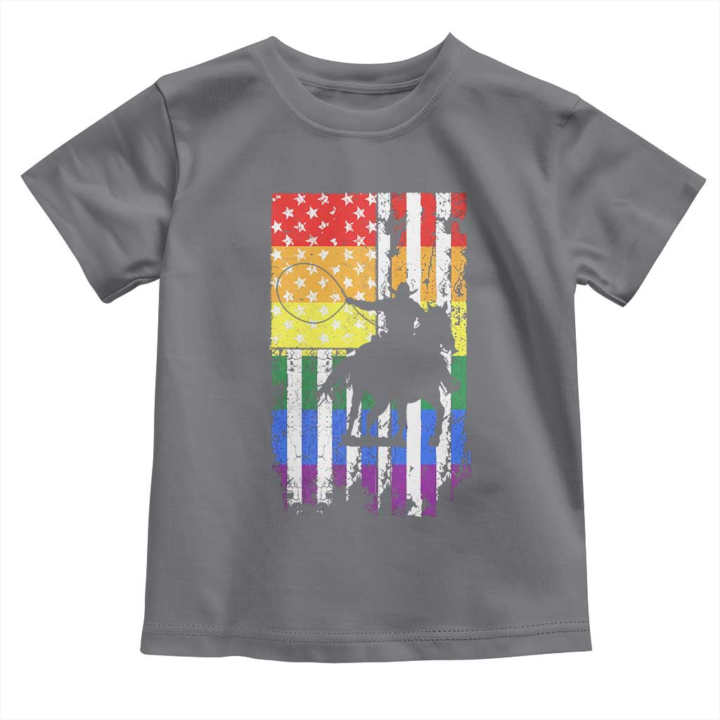 Rodeo Gay Cowboy Western LGBTQ Rainbow Flag Toddler T Shirt TS14 Charcoal Print Your Wear