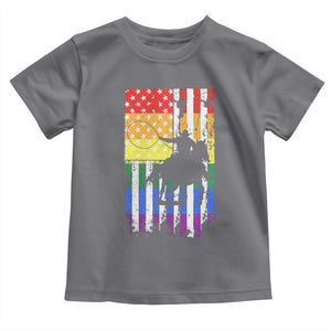 Rodeo Gay Cowboy Western LGBTQ Rainbow Flag Toddler T Shirt TS14 Charcoal Print Your Wear