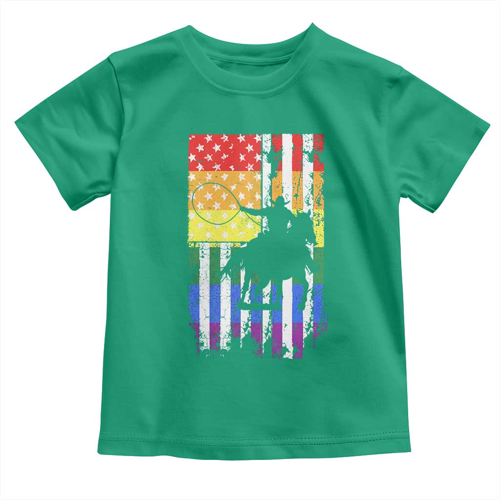 Rodeo Gay Cowboy Western LGBTQ Rainbow Flag Toddler T Shirt TS14 Irish Green Print Your Wear
