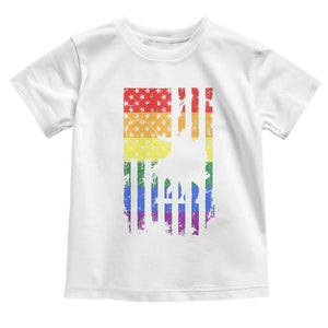 Rodeo Gay Cowboy Western LGBTQ Rainbow Flag Toddler T Shirt TS14 White Print Your Wear