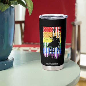 Rodeo Gay Cowboy Western LGBTQ Rainbow Flag Tumbler Cup TS14 Print Your Wear