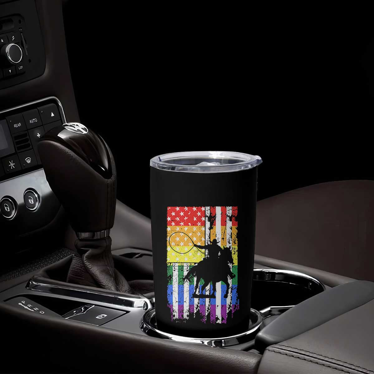 Rodeo Gay Cowboy Western LGBTQ Rainbow Flag Tumbler Cup TS14 Print Your Wear