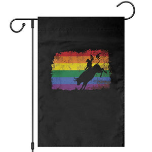 Rodeo Cowboy Bull Rider Western LGBTQ Rainbow Flag Garden Flag TS14 Black Print Your Wear