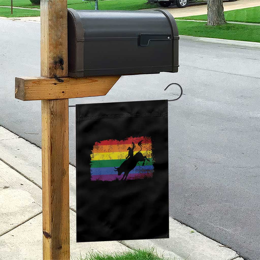 Rodeo Cowboy Bull Rider Western LGBTQ Rainbow Flag Garden Flag TS14 Print Your Wear